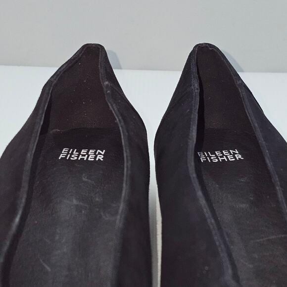 NEW Eileen Fisher Una 2 Flat Womens 10 Black Suede Slip On Hidden Wedge Comfort - Picture 7 of 13